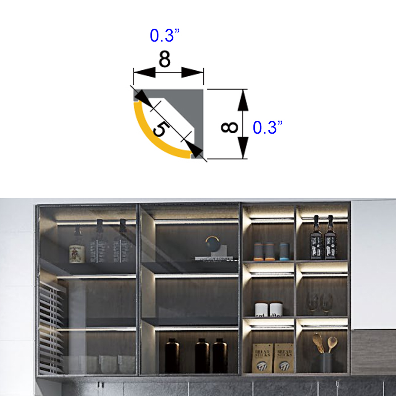 8mm Wide Mini Corner LED Channel For 4mm Small Strip Lights 8mm Wide Mini Corner LED Channel For 4mm Small Strip Lights